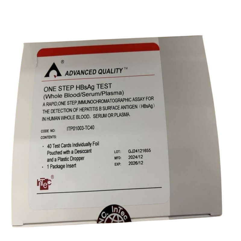 Швидкий тест для діагностики гепатиту В HBsAg, тест картка (цільна кров/сироватка/плазма), комплект: ITP01003 TC40, InTec PRODUCTS, INC